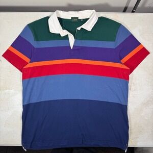 J.Crew Mens Short Sleeve Rugby Shirt Multicolor Stripe XL Oarsman SP23